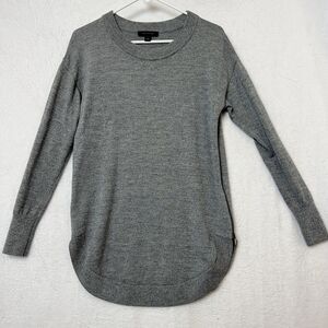 Ann Taylor Wool Womens Small Tunic Sweater Gray Side Zippers Cabincore Comfy